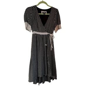 Anthropologie Maeve Black and White Polka Dot Midi Retro A-line Dress